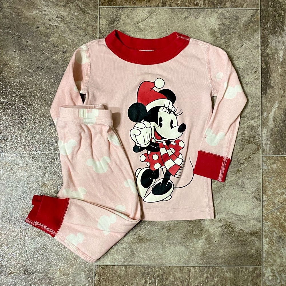 Hanna Andersson Disney Minnie Mouse Pink Christmas Pajamas 2t ❤️🩷🤍